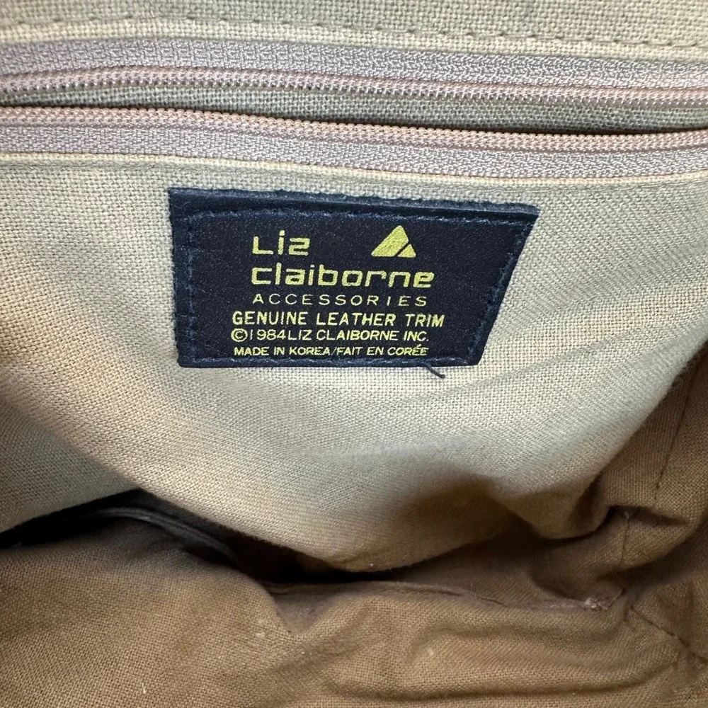 Liz Claiborne Crossbody Bag Womens Medium Tan Geometric Vintage Preppy 80s